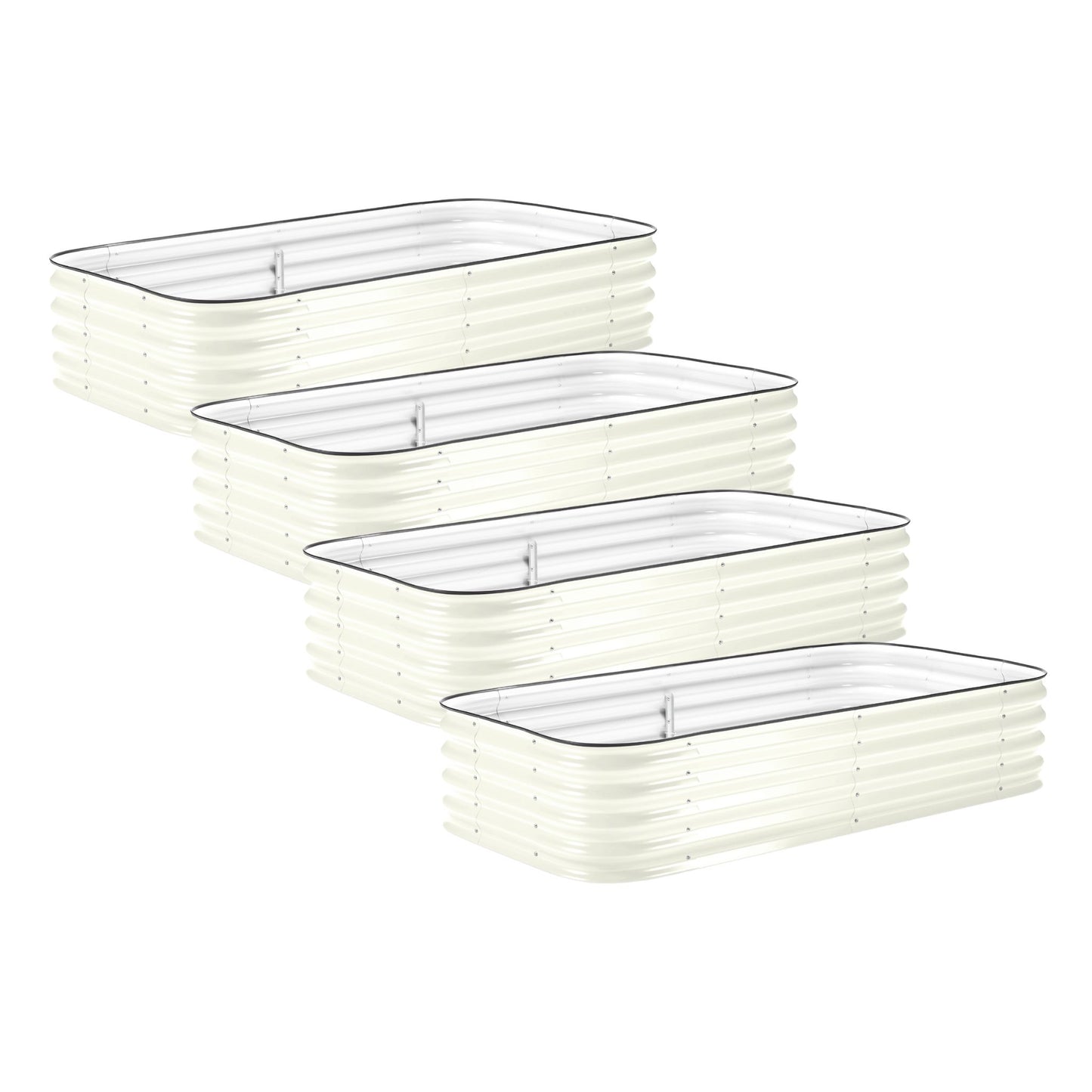 4-Pack Medium Modular Metal Raised Garden Bed Kit - 15” Tall