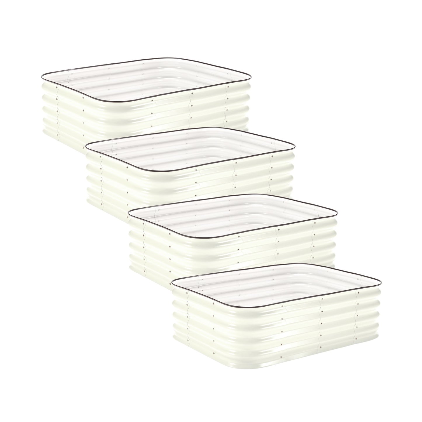 4-Pack Small Modular Metal Raised Garden Bed Kit - 15” Tall