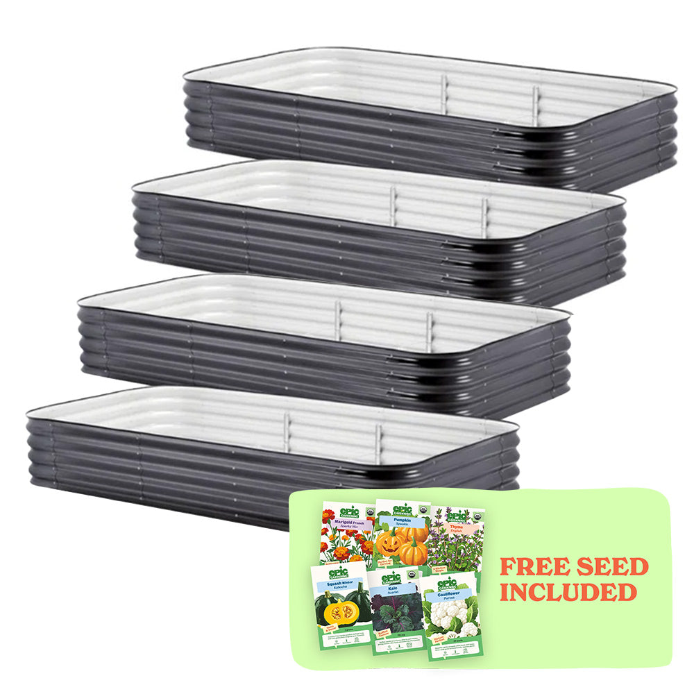 4-Pack Large Modular Metal Raised Garden Bed - 15" Tall