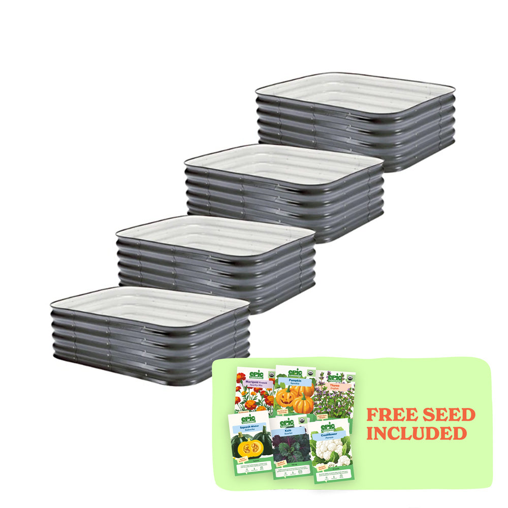 4-Pack Small Modular Metal Raised Garden Bed - 15" Tall