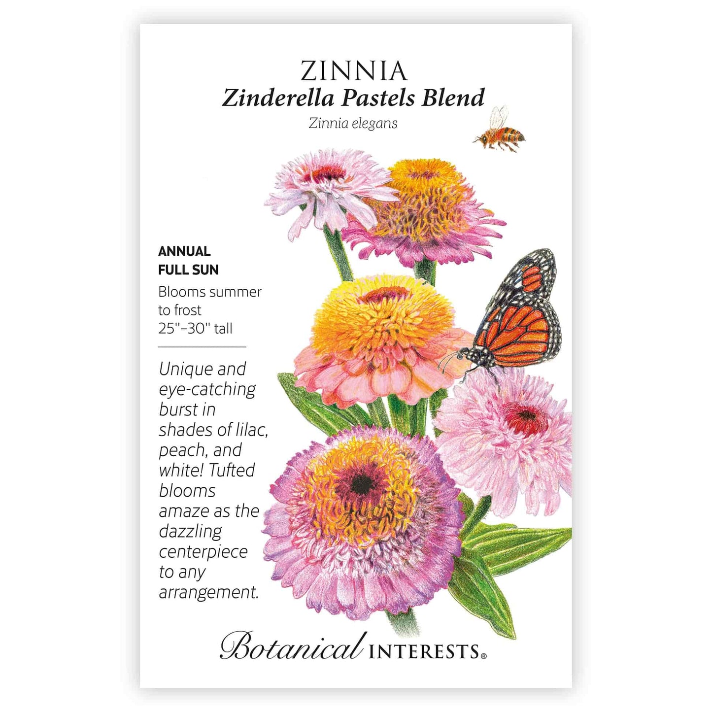 Zinderella Pastels Blend Zinnia Seeds