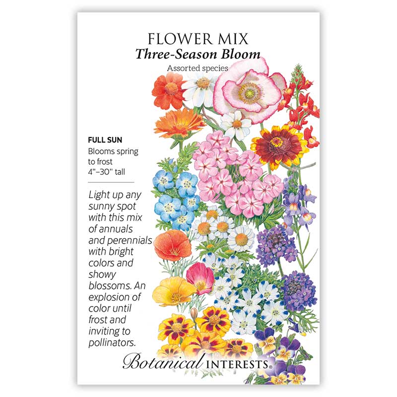 Three-Season Bloom Flower Mix Seeds