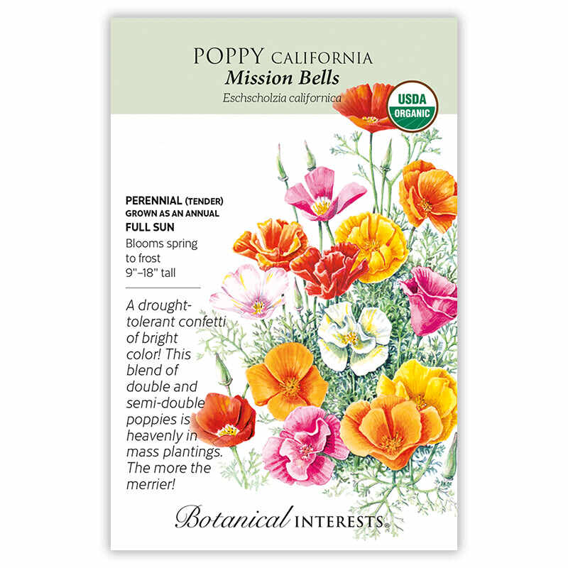 annual poppies flower seeds Mission Bells California Poppy Seeds