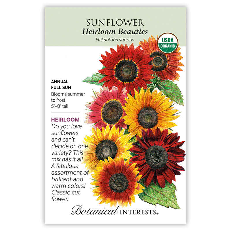 heirloom cut flower seeds Botanical Interests Sunflower Heirloom Beauties Organic Seeds