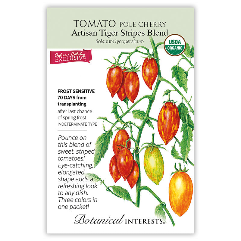 Artisan Tiger Stripes Blend Pole Cherry Tomato Seeds