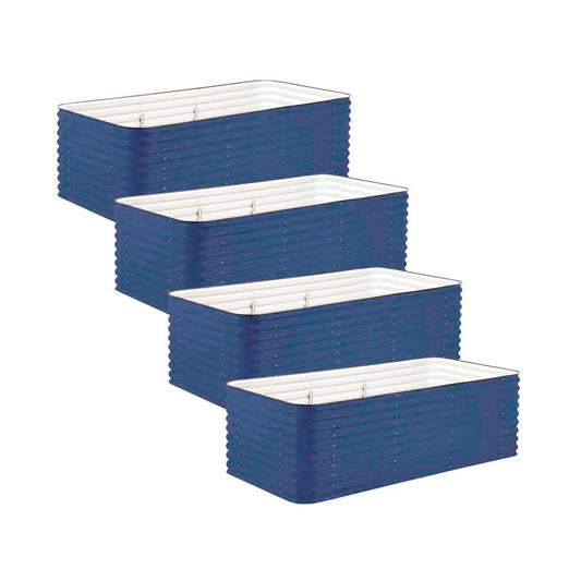 4-Pack Large Modular Metal Raised Garden Bed Kit - 29” Extra Tall - Deep Ocean