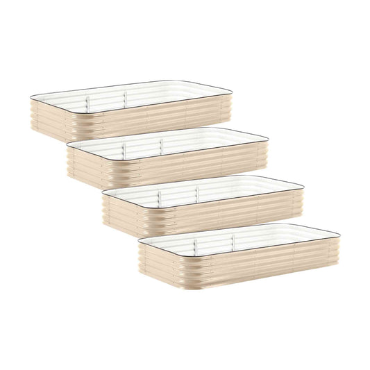4-Pack Large Modular Metal Raised Garden Bed Kit - 15” Tall - Light Clay