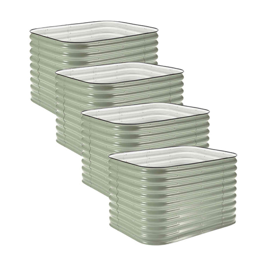 4-Pack Small Modular Metal Raised Garden Bed Kit - 29” Extra Tall - Mist Green