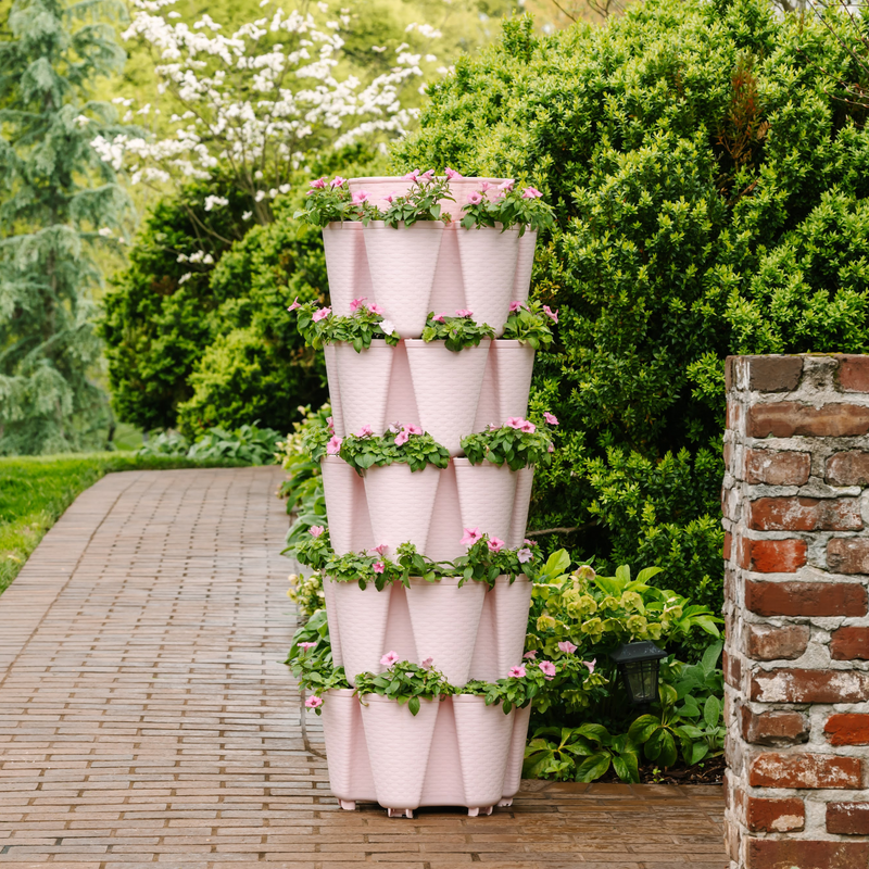 vertical hanging planter Botanical Interest High Quality Vertical Planter | 5-Tier Vertical Planter Basketweave Terracotta