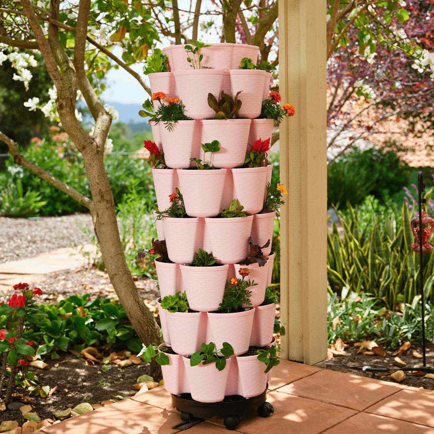 plastic vertical garden planter Botanical Interest High Quality Vertical Planter | 7-Tier Vertical Planter Basketweave - Terracotta
