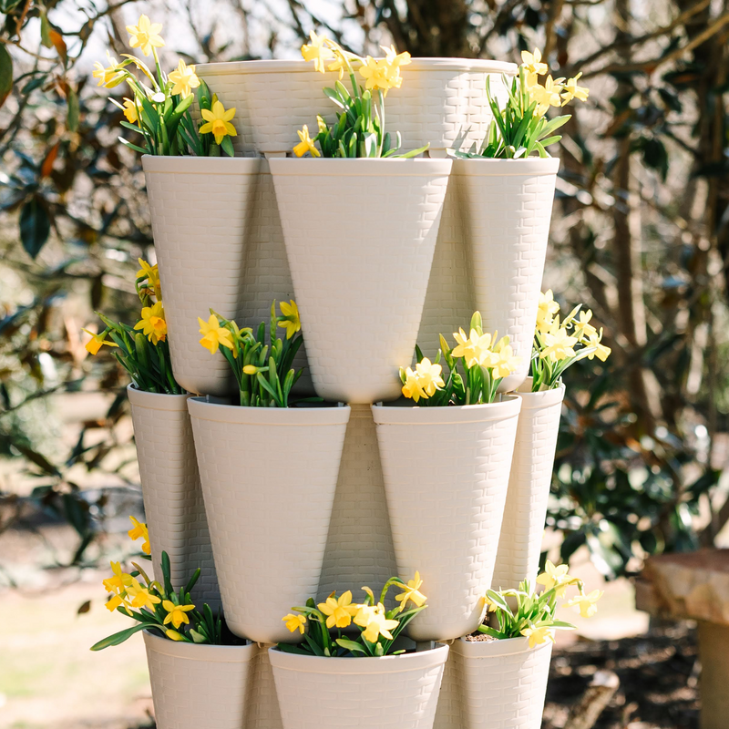 5 in plant pots Botanical Interest High Quality Vertical Planter | 5-Tier Vertical Planter Basketweave Terracotta