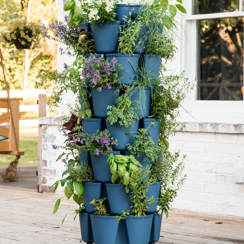 green pot planter GreenStalk 7-Tier Vertical Planter Stone
