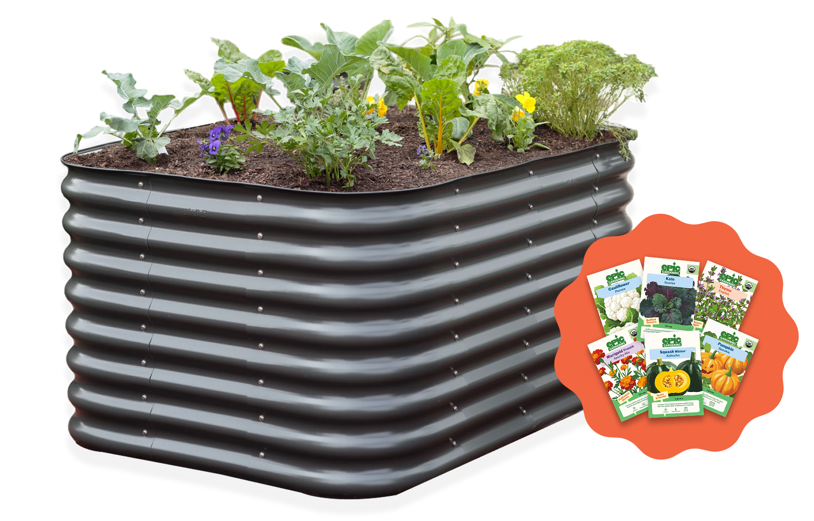Raised garden bed filled with vegetables