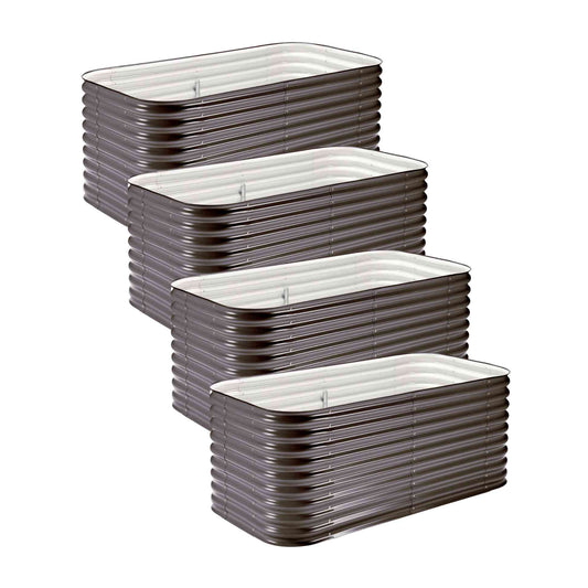 4-Pack Medium Modular Metal Raised Garden Bed Kit - 29” Extra Tall - Slate Grey