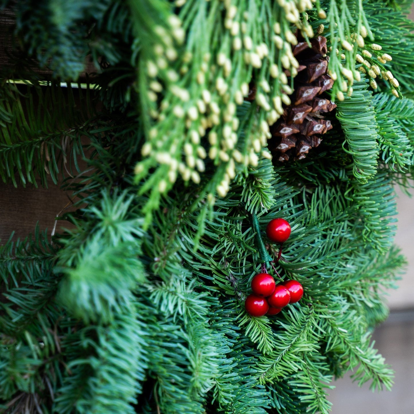 28" Juniper and Pine Holiday Wreaths