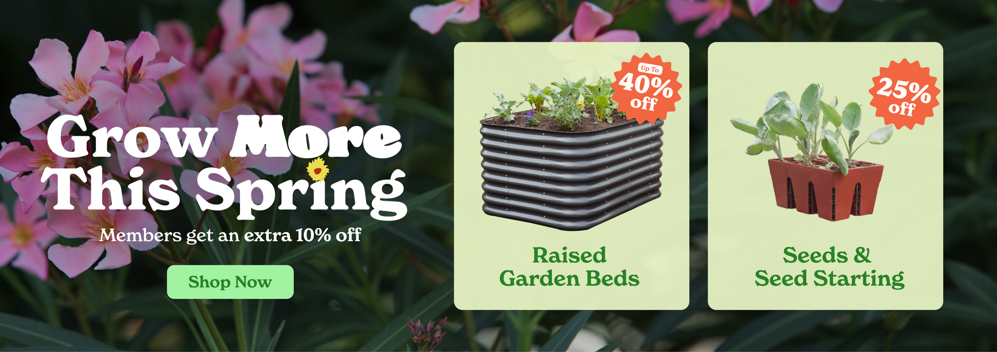 40% and 25% spring sale banner