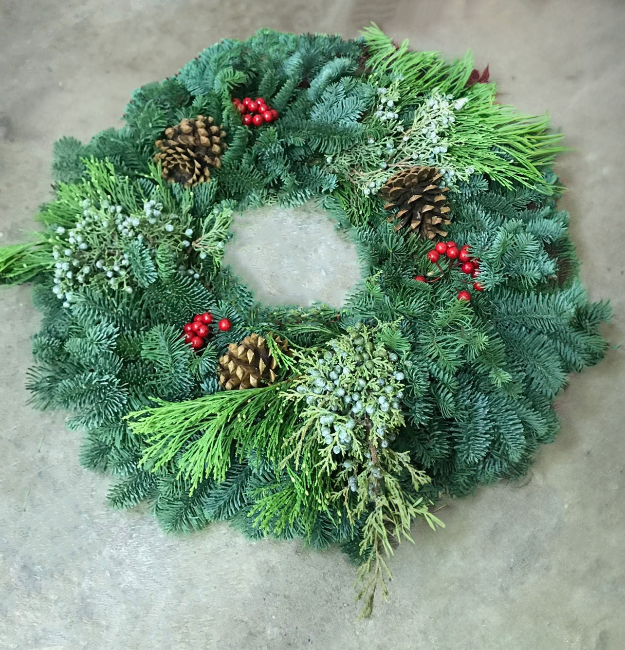 28" Juniper and Pine Holiday Wreaths