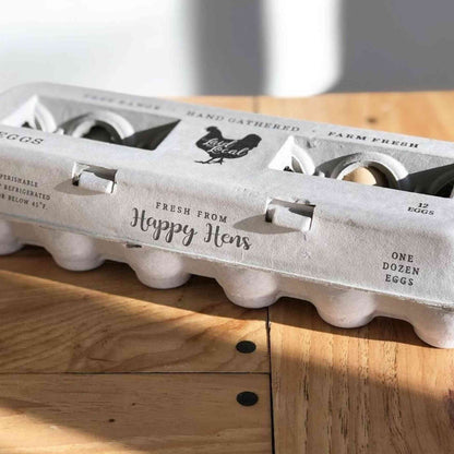 Henlay Laid Local Egg Cartons- Adorable Printed Vintage Design- 25, 90, or 250