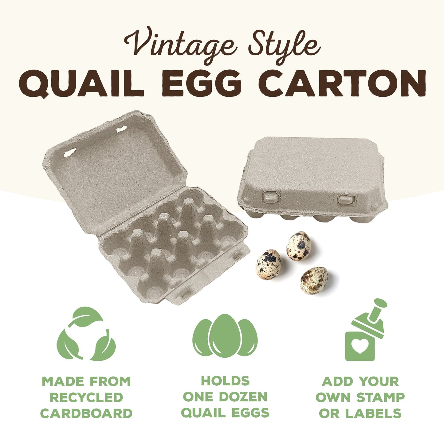 Henlay Quail 12-Egg Carton, 3x4 design, Qty 30, 144