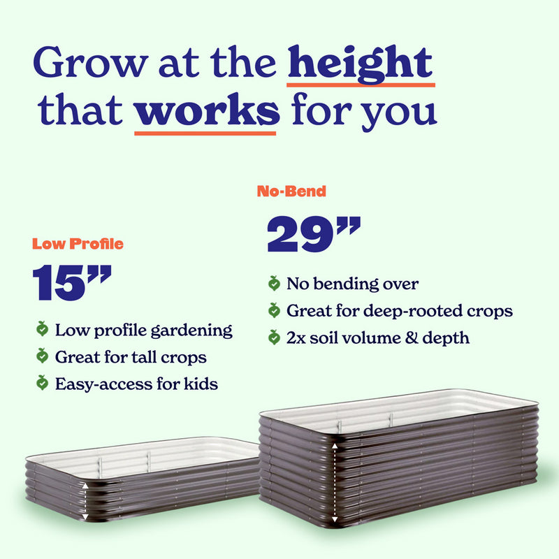Large Modular Metal Raised Garden Bed - 29” Tall
