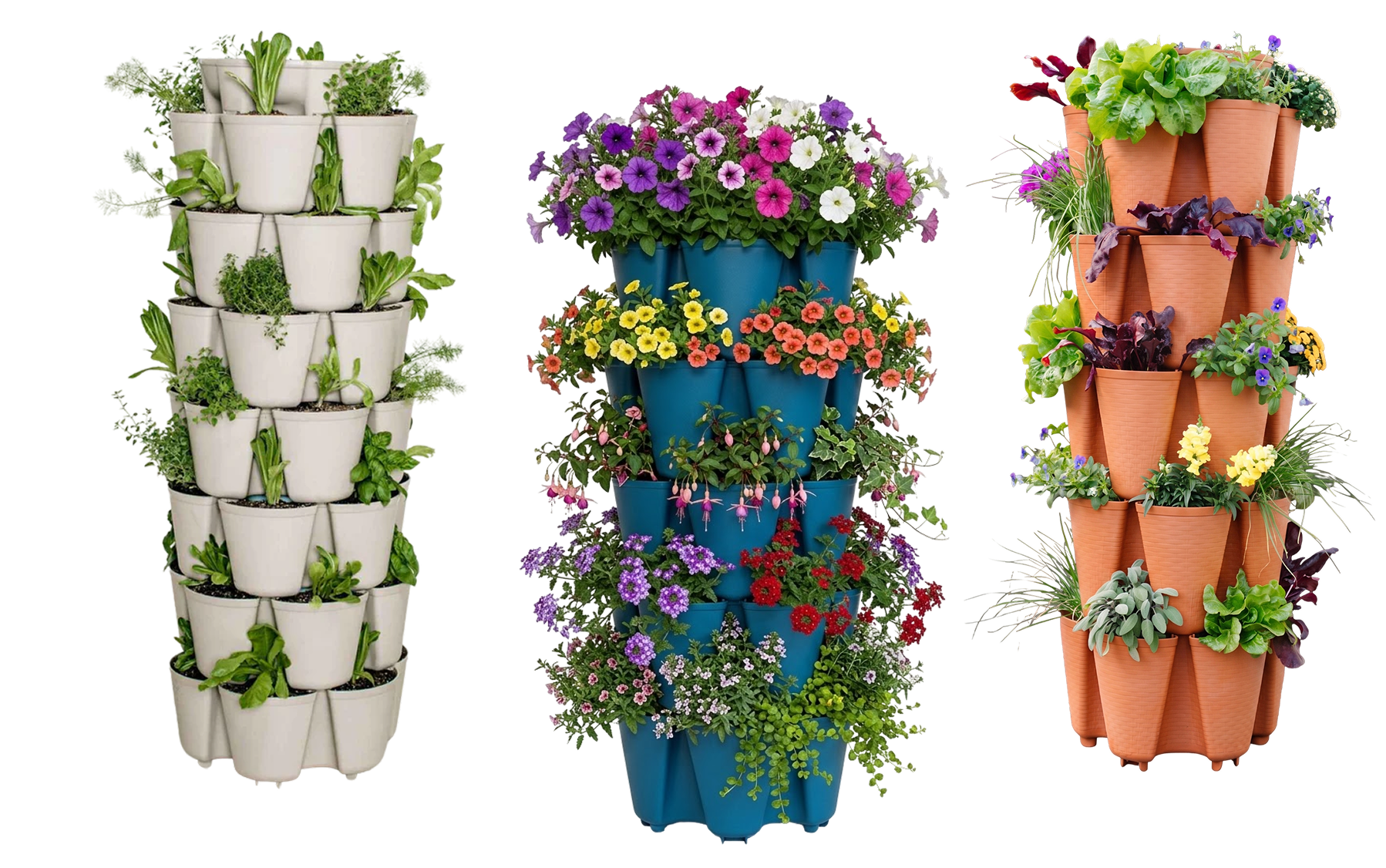 Vertical planters filled with plants