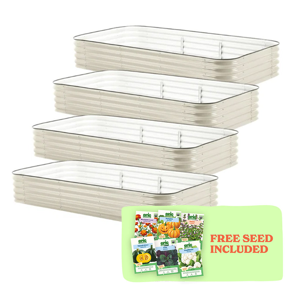 4-Pack Large Modular Metal Raised Garden Bed - 15" Tall