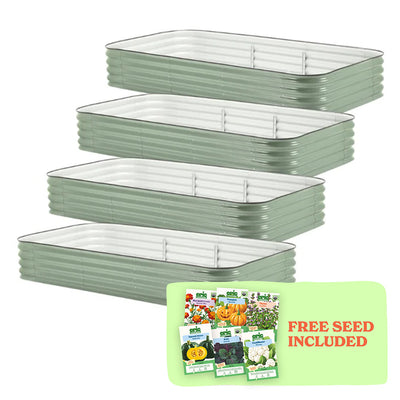 4-Pack Large Modular Metal Raised Garden Bed - 15" Tall