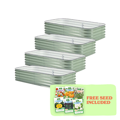 4-Pack Medium Modular Metal Raised Garden Bed - 15" Tall