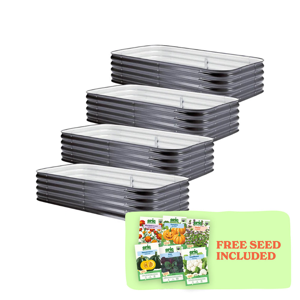 4-Pack Medium Modular Metal Raised Garden Bed - 15" Tall